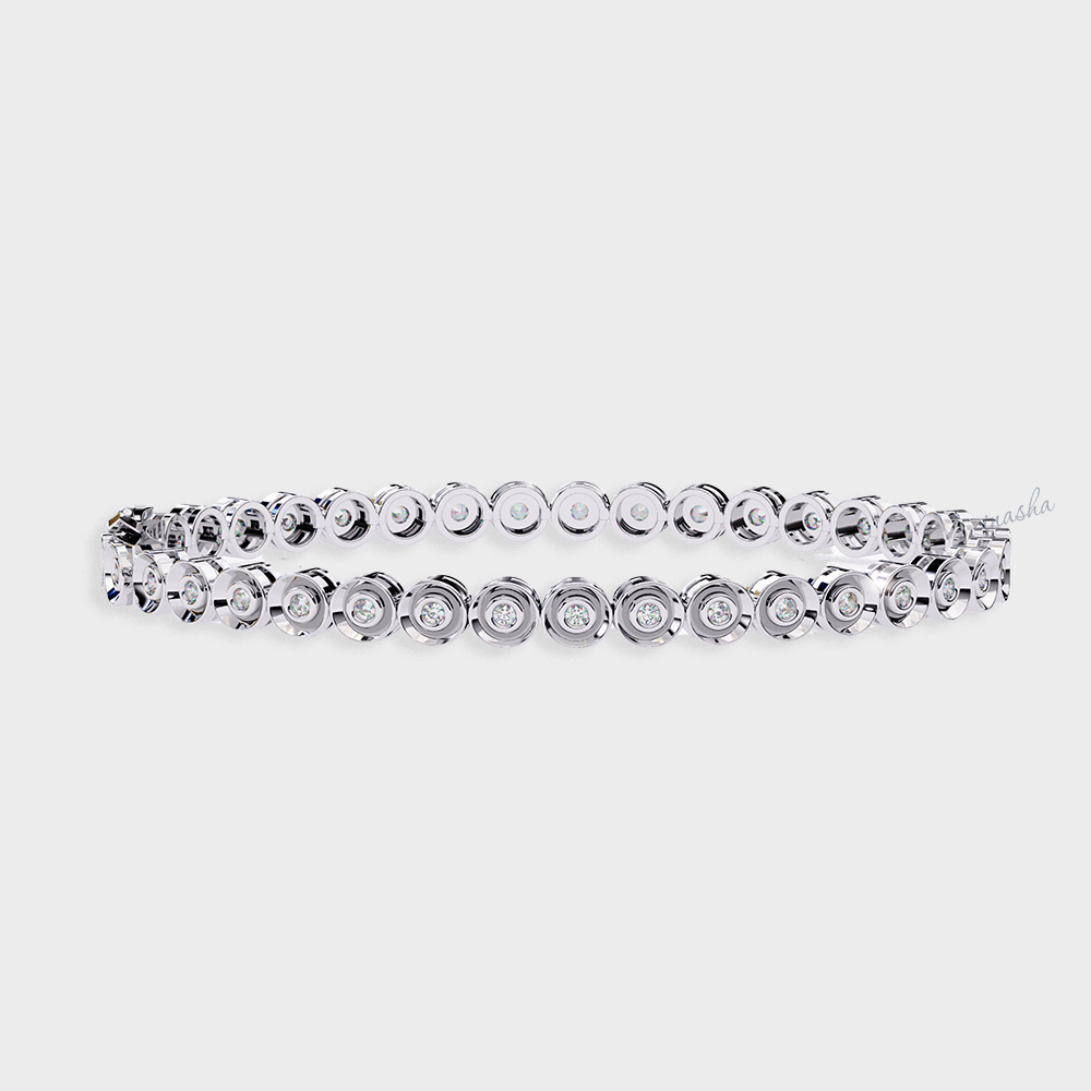 White Gold Lab-Grown Diamond Tennis Bracelet with Round Cut Stones
